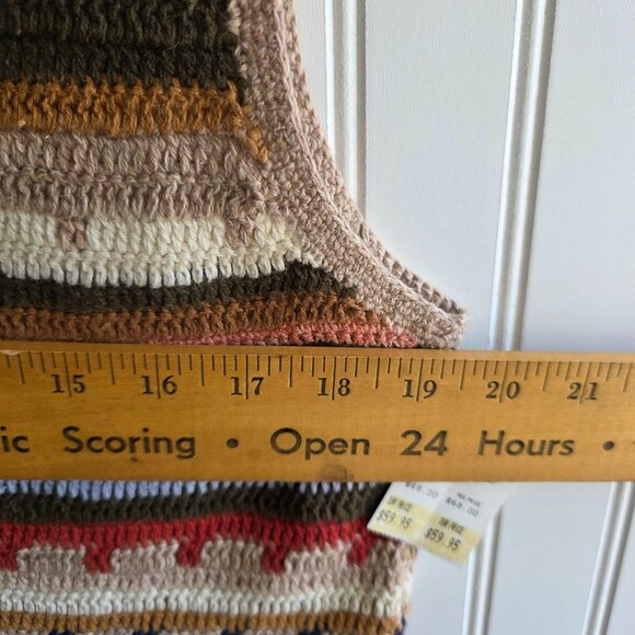 90s Handknit Crochet Sweater Vest Small Indie Rustic Effortless Autumn Vintage - Picture 5 of 6